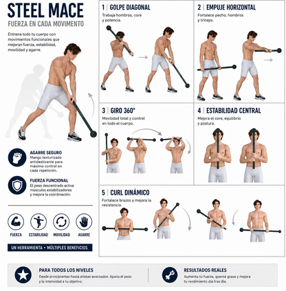 Steel Mace Bell for Strength Training, Support Full Body